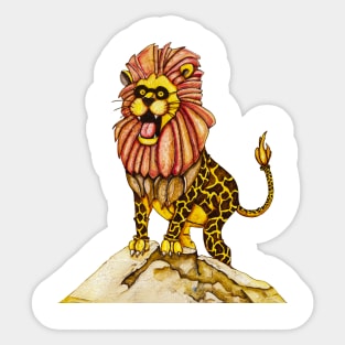 A lion with giraffe costume Sticker